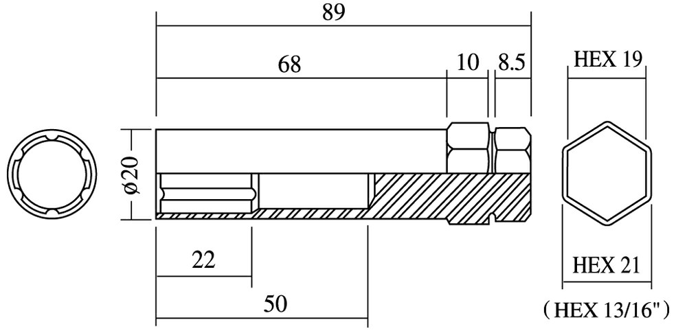 Closed End Lug Nut - Spline, 39.6L