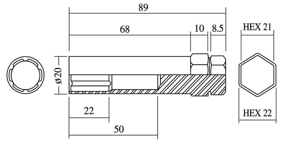 Closed End Lug Nut - Spline, 51L