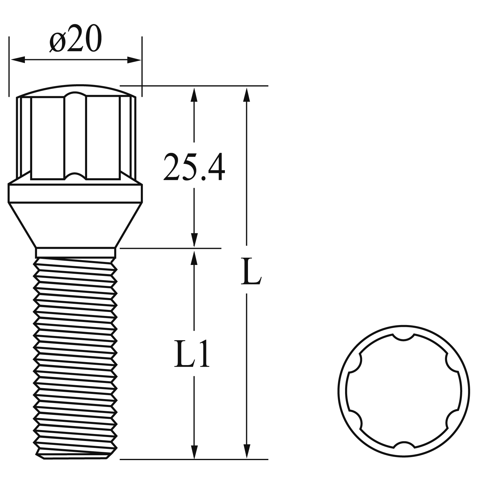 Wheel Bolts - Spline - For Most OEM Wheels