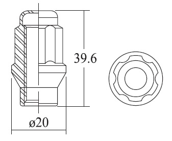 Closed End Lug Nut - Spline, 39.6L