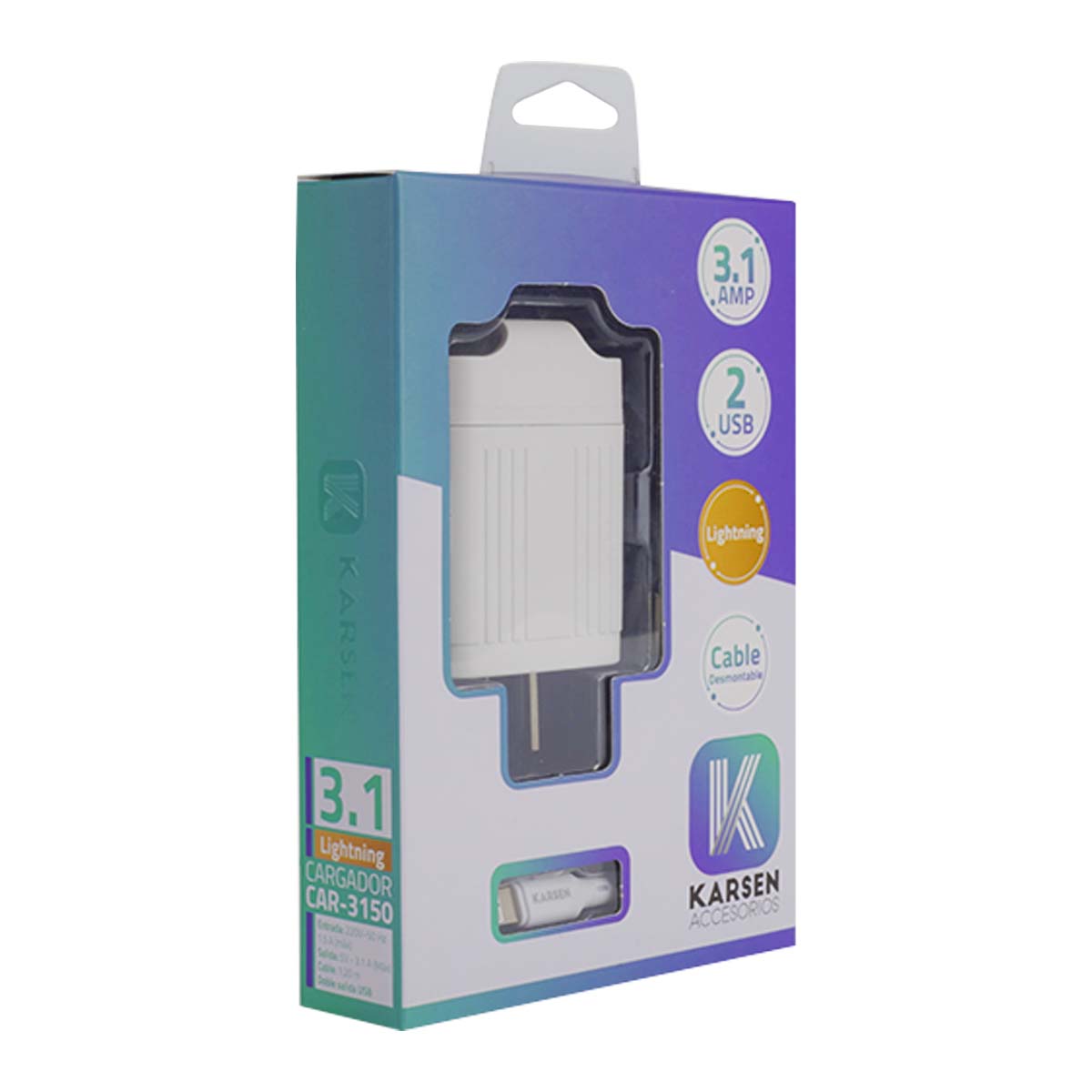 CARGADOR KARSEN 3.1 3150 IPHONE