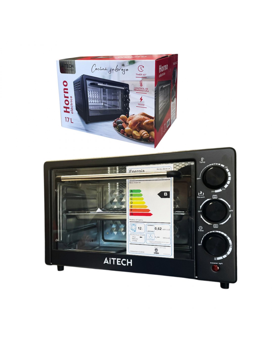HORNO ELECTRICO AITECH 17LTS C/CONTROL TEMP 1500W