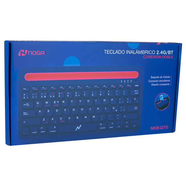 teclado nkb-q70 | Teclado Slim Inalámbrico BT/2.4G con Soporte Multitarea