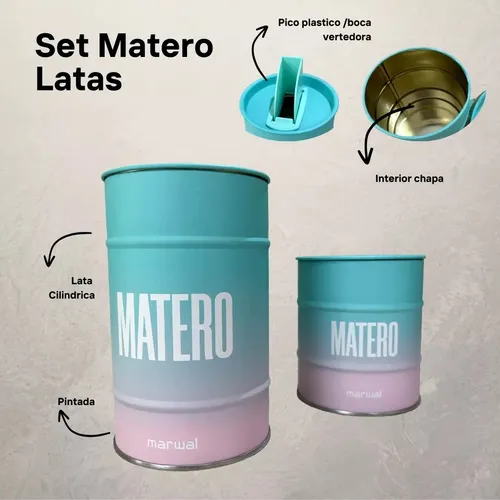 Set Latas Yerbera Azucarera Azúcar Yerba Set Matero