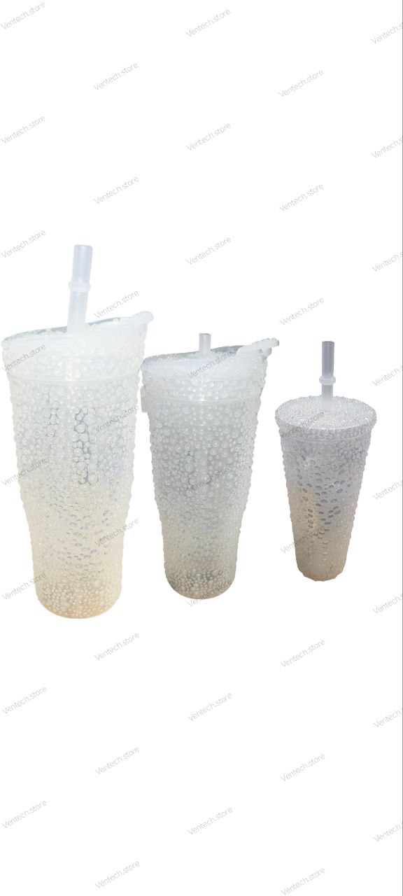 SET VASOS X 3 C/MANIJA TEXTURA PERLADA