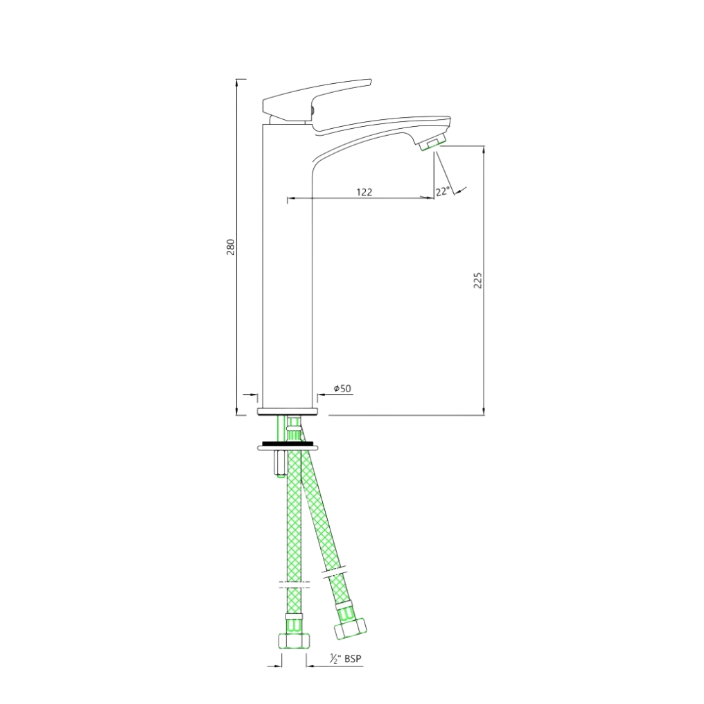 Essco (by Jaquar) Stella Series Extended Body Basin Mixer(Tall Boy) - Luxur Studio Kitchen & Bathroom Fittings