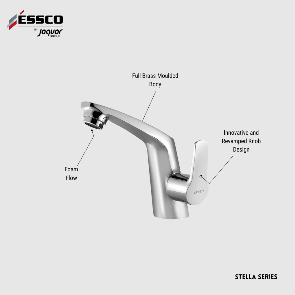 Essco (by Jaquar) Stella Series Swan Neck Basin Tap- Luxur Studio Kitchen & Bathroom Fittings