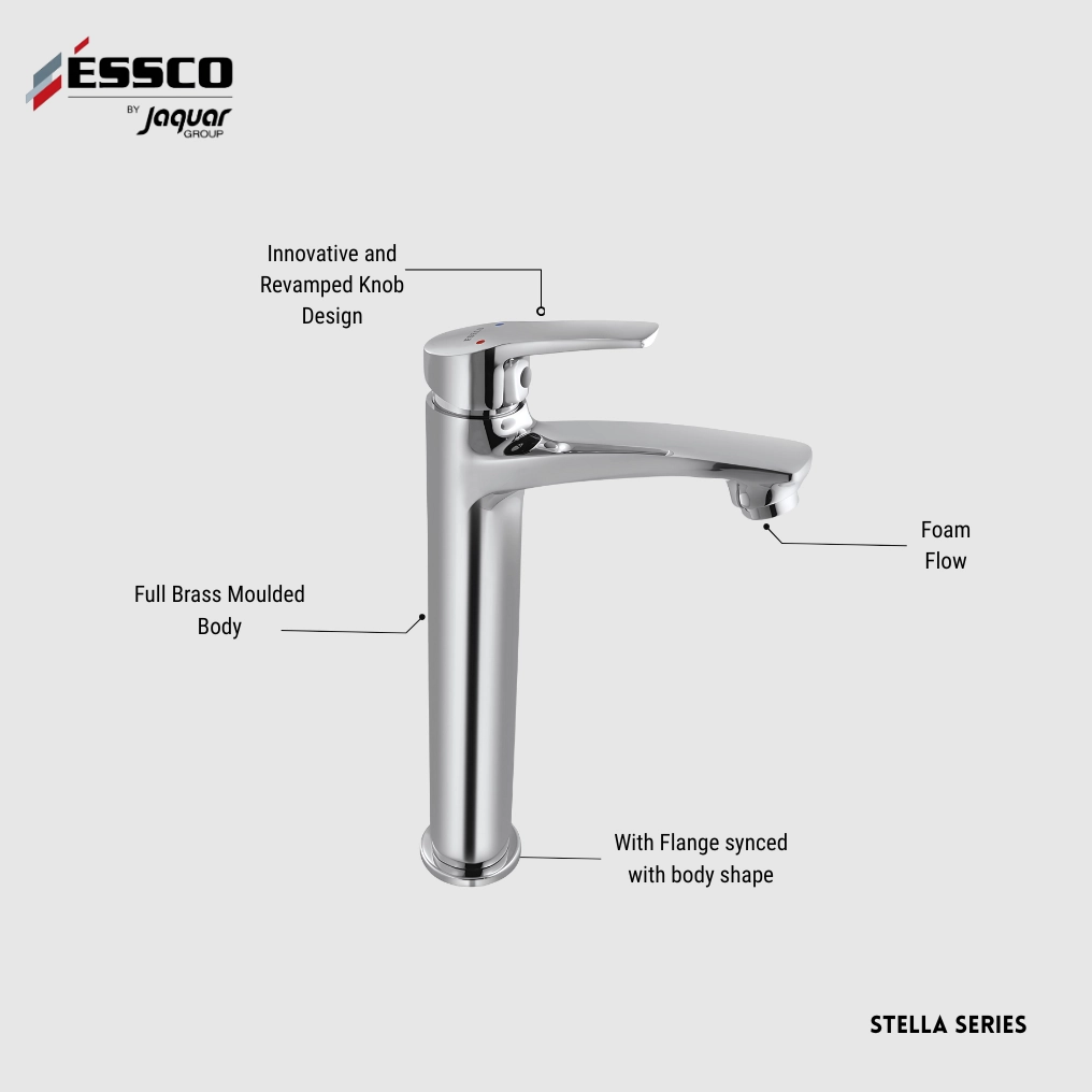 Essco (by Jaquar) Stella Series Extended Body Basin Mixer(Tall Boy) - Luxur Studio Kitchen & Bathroom Fittings