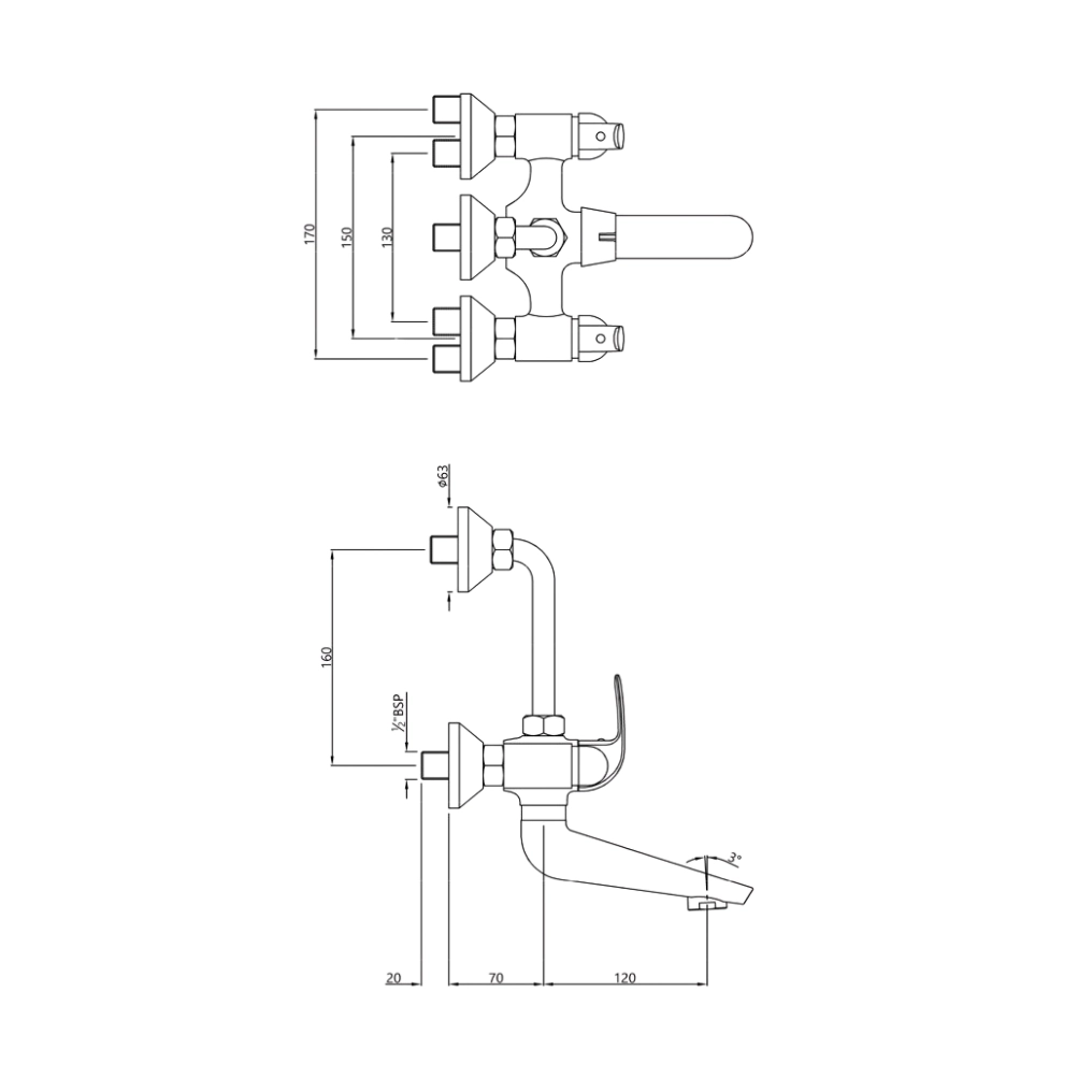 Essco (by Jaquar) Orbit Series Wall Mixer - Luxur Studio Kitchen & Bathroom Fittings