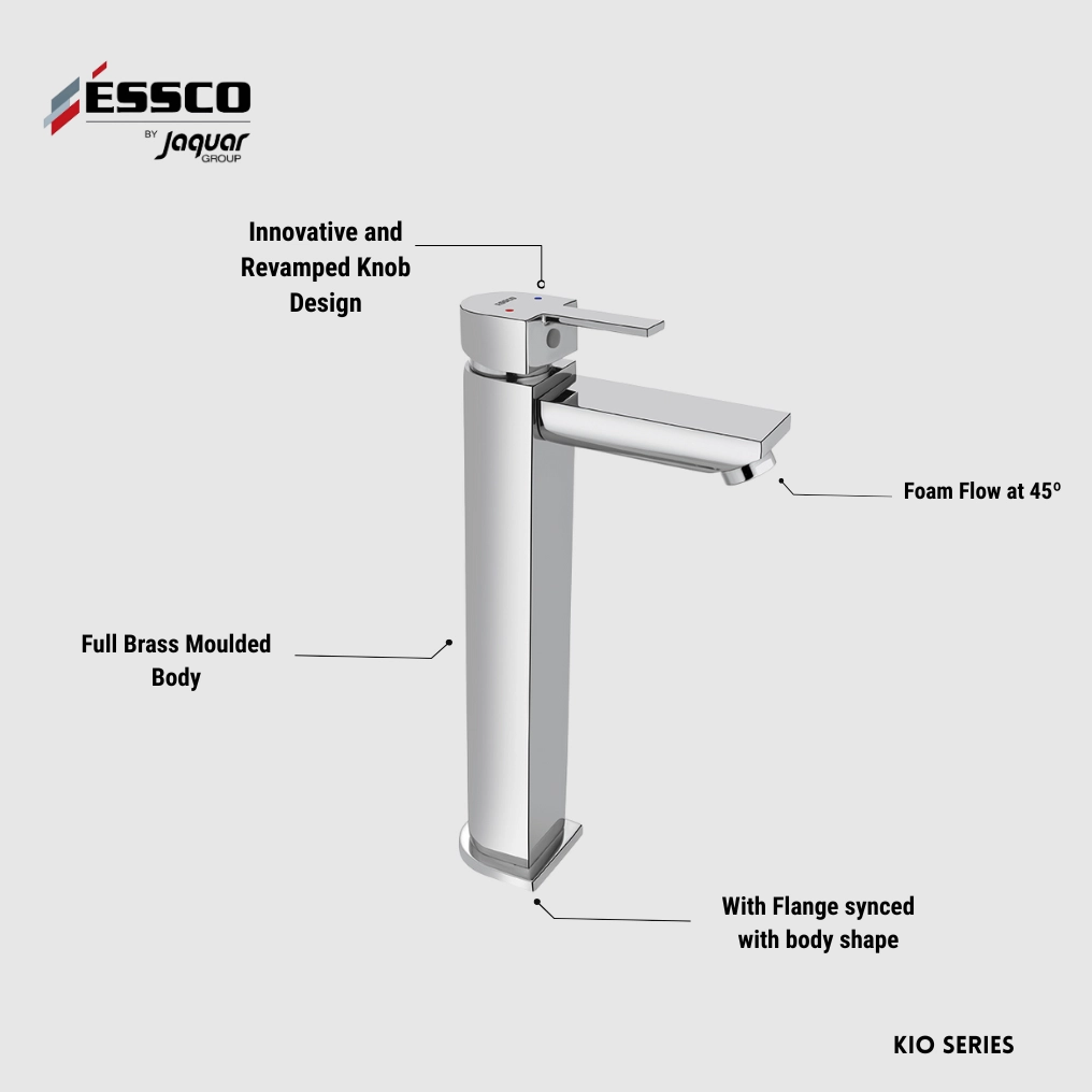 Essco (by Jaquar) Kio Series Extended Body Basin Mixer(Tall Boy) - Luxur Studio Kitchen & Bathroom Fittings