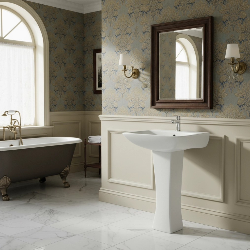 Simon White - Super Glazed Pedestal Basin by Luxur Studio