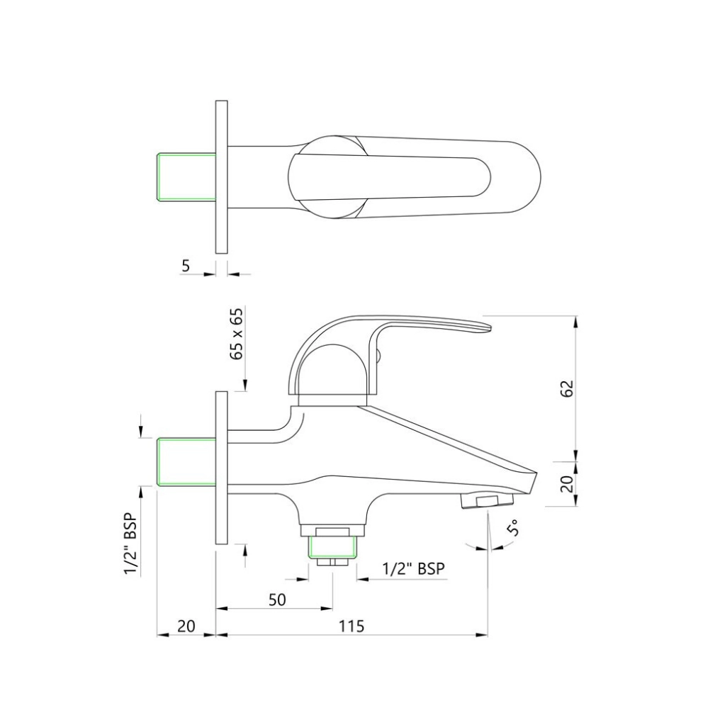 Essco (by Jaquar) Orbit Series 2in1 Wall Tap / Bib Cock - Luxur Studio Kitchen & Bathroom Fittings