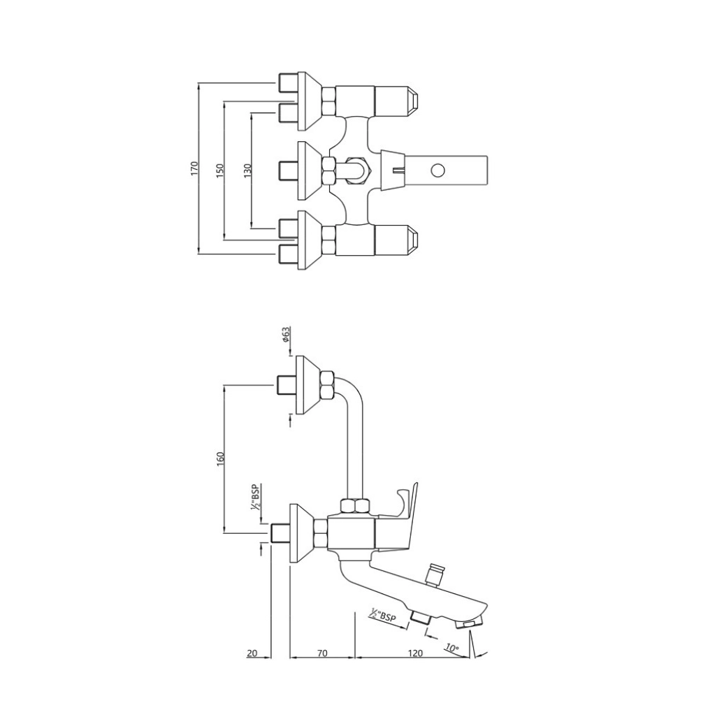 Essco (by Jaquar) Aspire Series 3in1 Wall Mixer  - Luxur Studio Kitchen & Bathroom Fittings