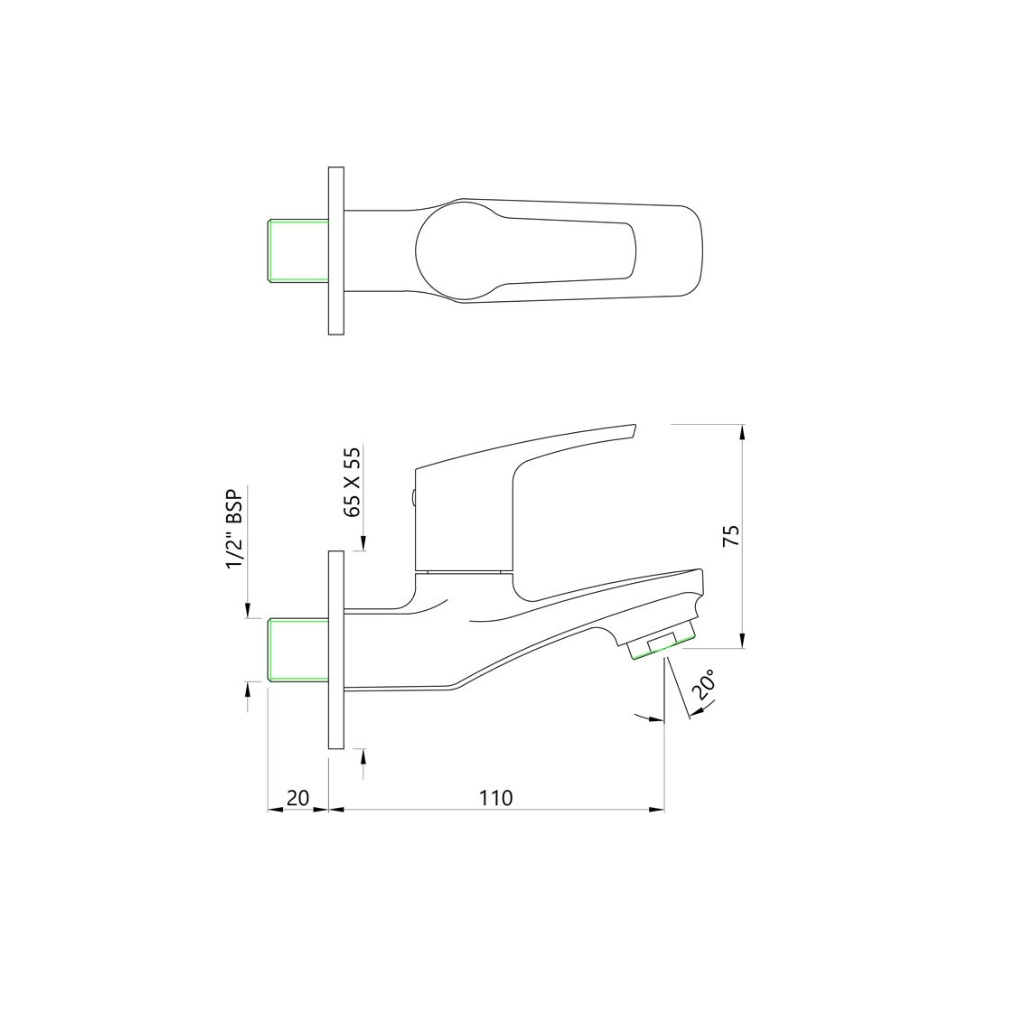 Essco (by Jaquar) Stella Series Wall Tap / Bib Cock - Luxur Studio Kitchen & Bathroom Fittings