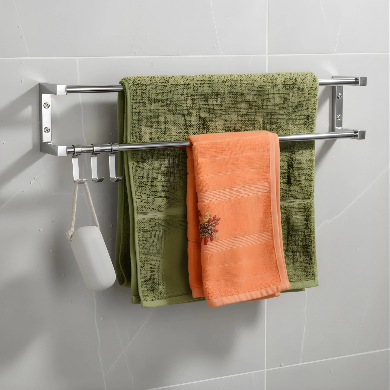 Dual Towel Rod 24" with hangers  - Luxur Studio Kitchen & Bathroom Fittings