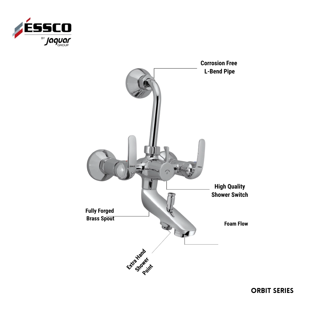 Essco (by Jaquar) Orbit Series 3in1 Wall Mixer  - Luxur Studio Kitchen & Bathroom Fittings