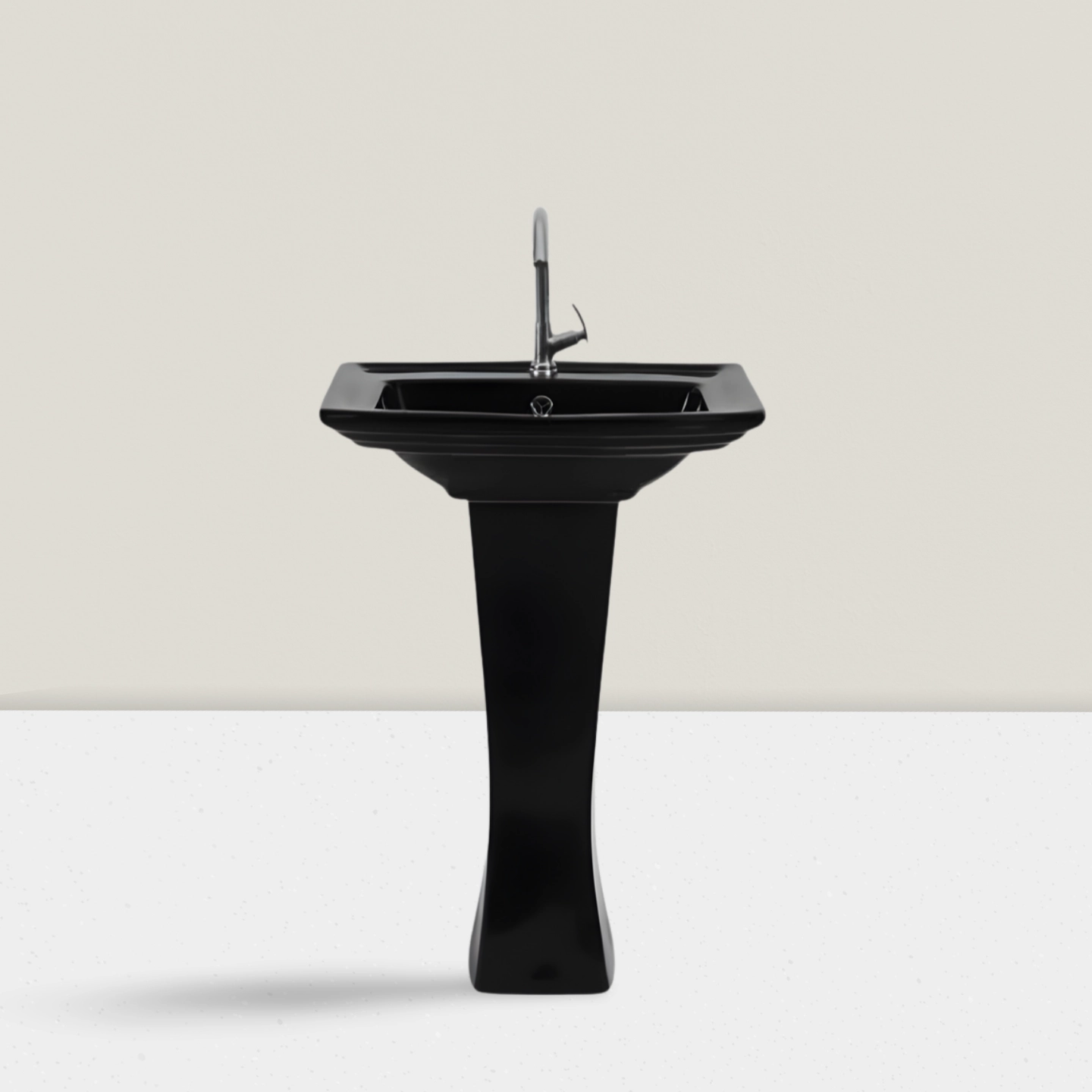 Sofia Black - Super Glazed Black Pedestal Basin by Luxur Studio