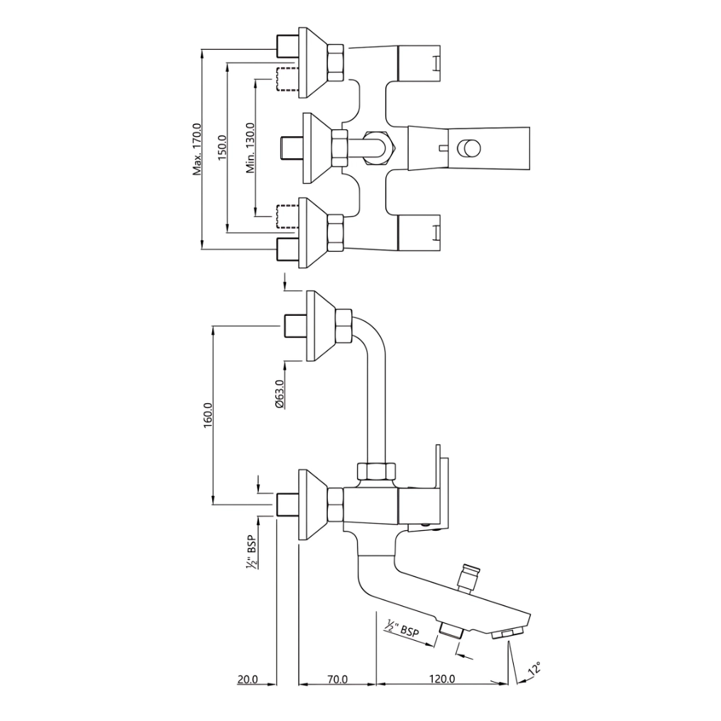 Essco (by Jaquar) Kio Series 3in1 Wall Mixer  - Luxur Studio Kitchen & Bathroom Fittings