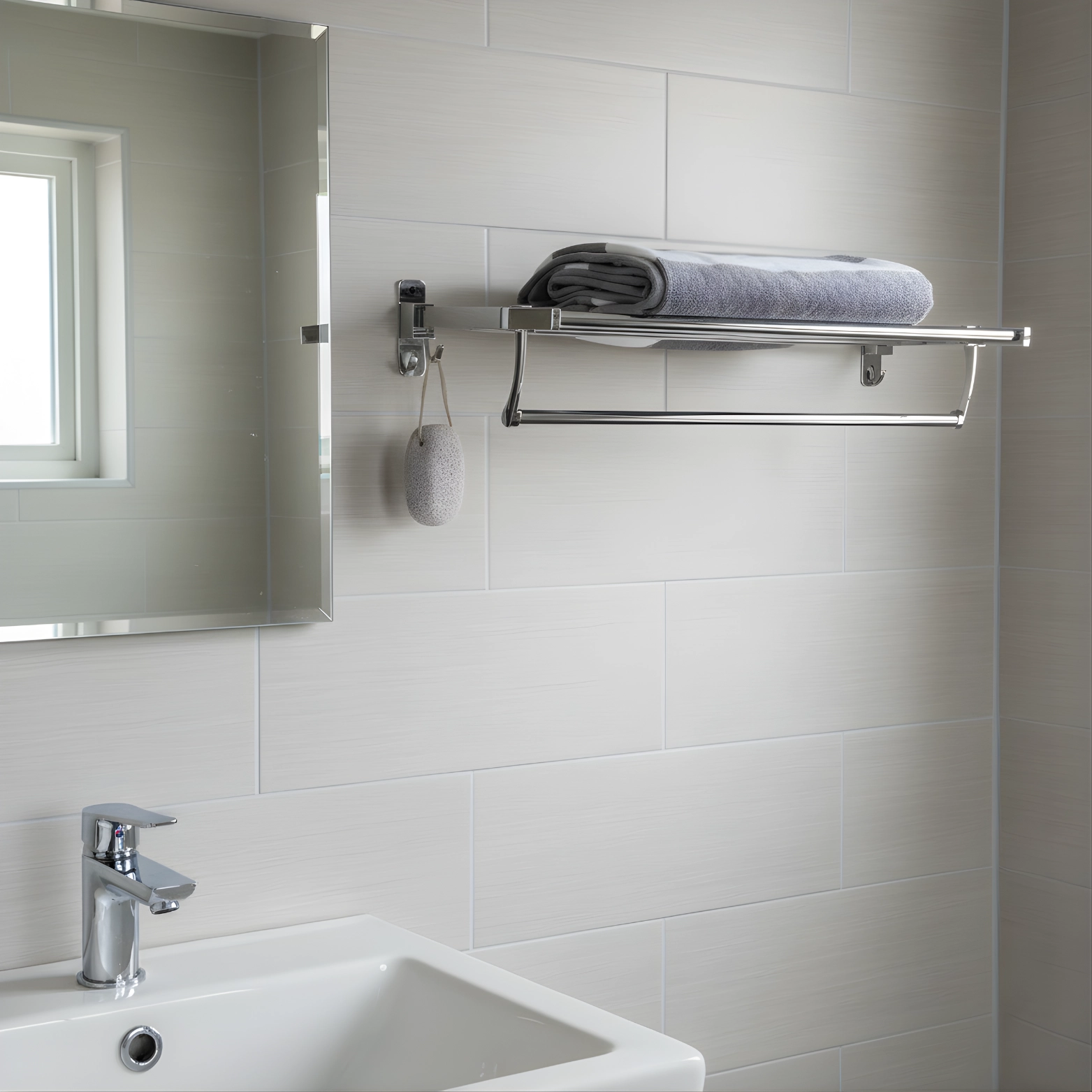 SS Dual Folding Towel Rack 24" - Luxur Studio Kitchen & Bathroom Fittings