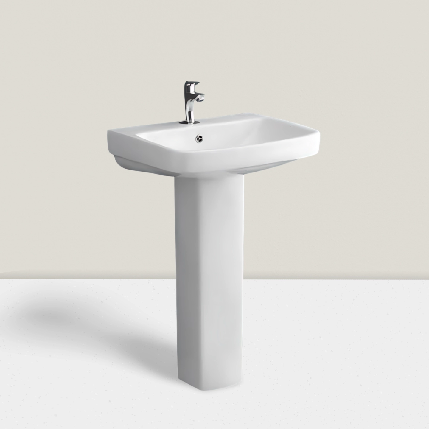 Adel White - Super Glazed Pedestal Basin by Luxur Studio