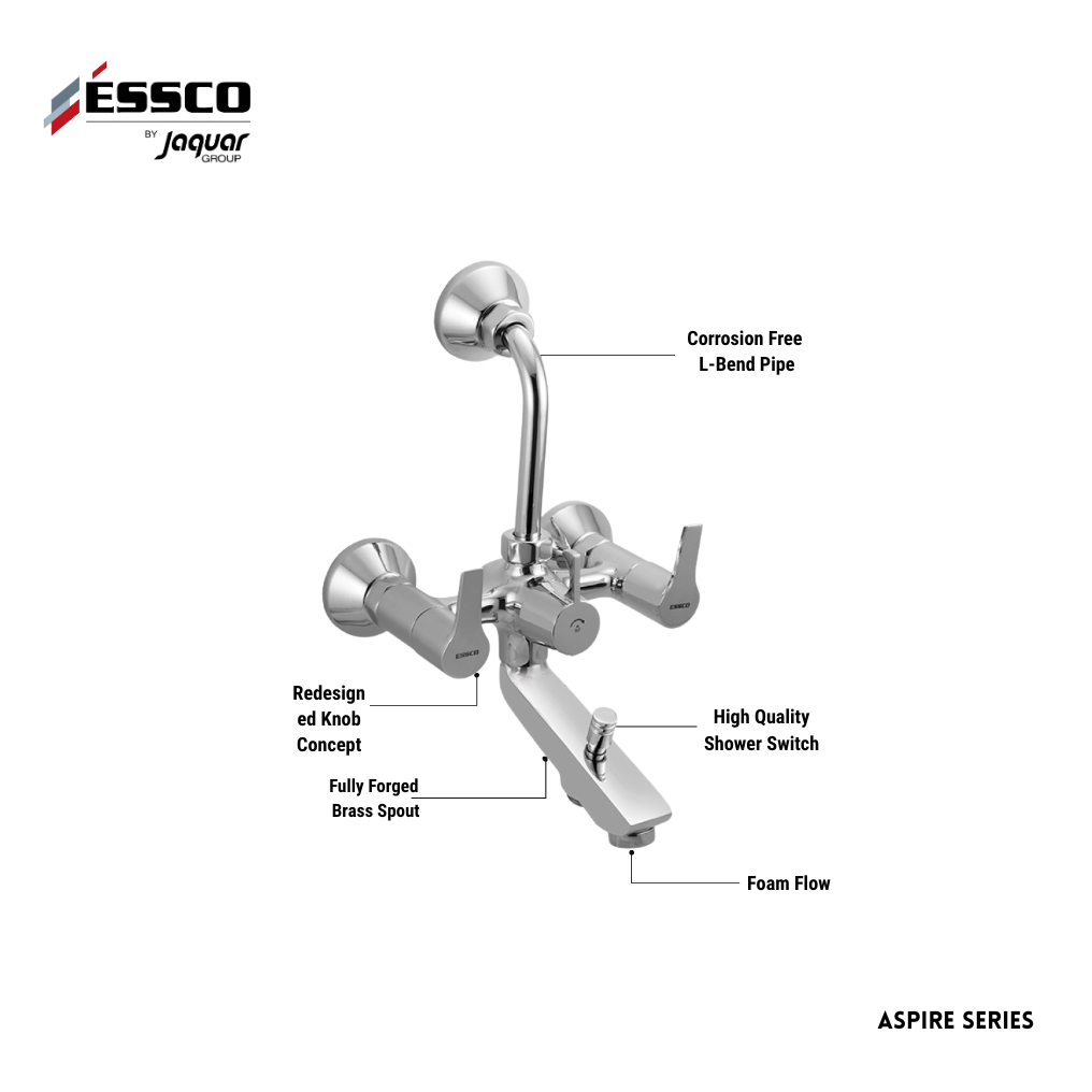 Essco (by Jaquar) Aspire Series 3in1 Wall Mixer  - Luxur Studio Kitchen & Bathroom Fittings