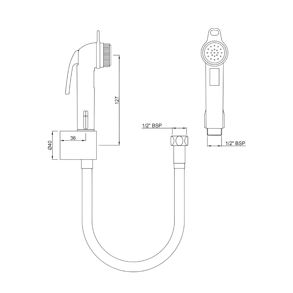 Black Health Faucet by Essco(Jaquar) - Premium ABS Handheld Hand Spray gun for Modern Bathrooms