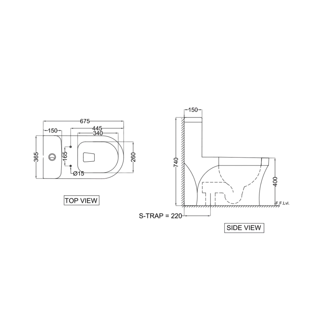  Elements Dual Flush One Piece Commode by Essco