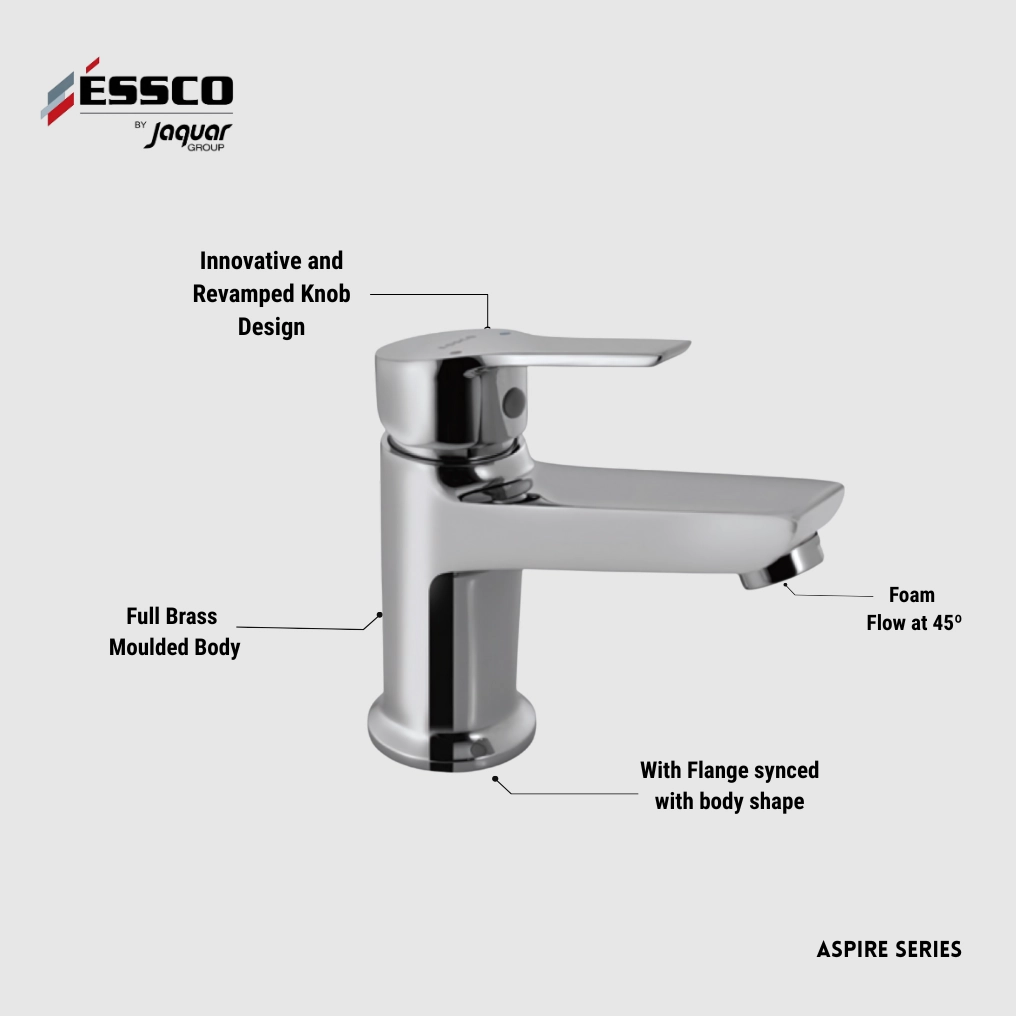Essco (by Jaquar) Aspire Series Single Lever Basin Mixer - Luxur Studio Kitchen & Bathroom Fittings