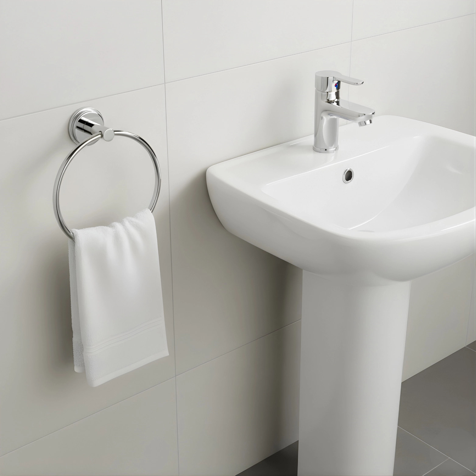 Essco Round Towel Ring (Chrome Finish) - Luxur Studio Bathroom & Kitchen Accessories