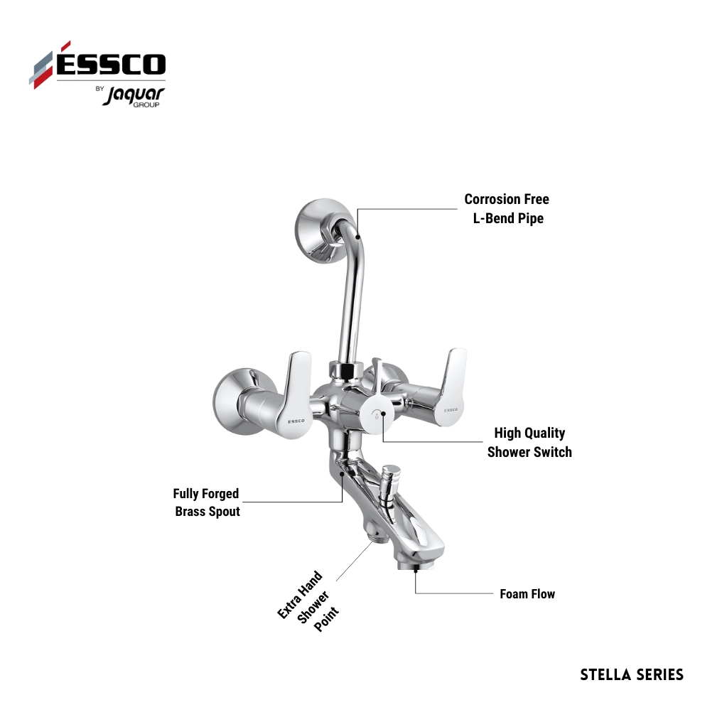 Essco (by Jaquar) Stella Series 3in1 Wall Mixer  - Luxur Studio Kitchen & Bathroom Fittings