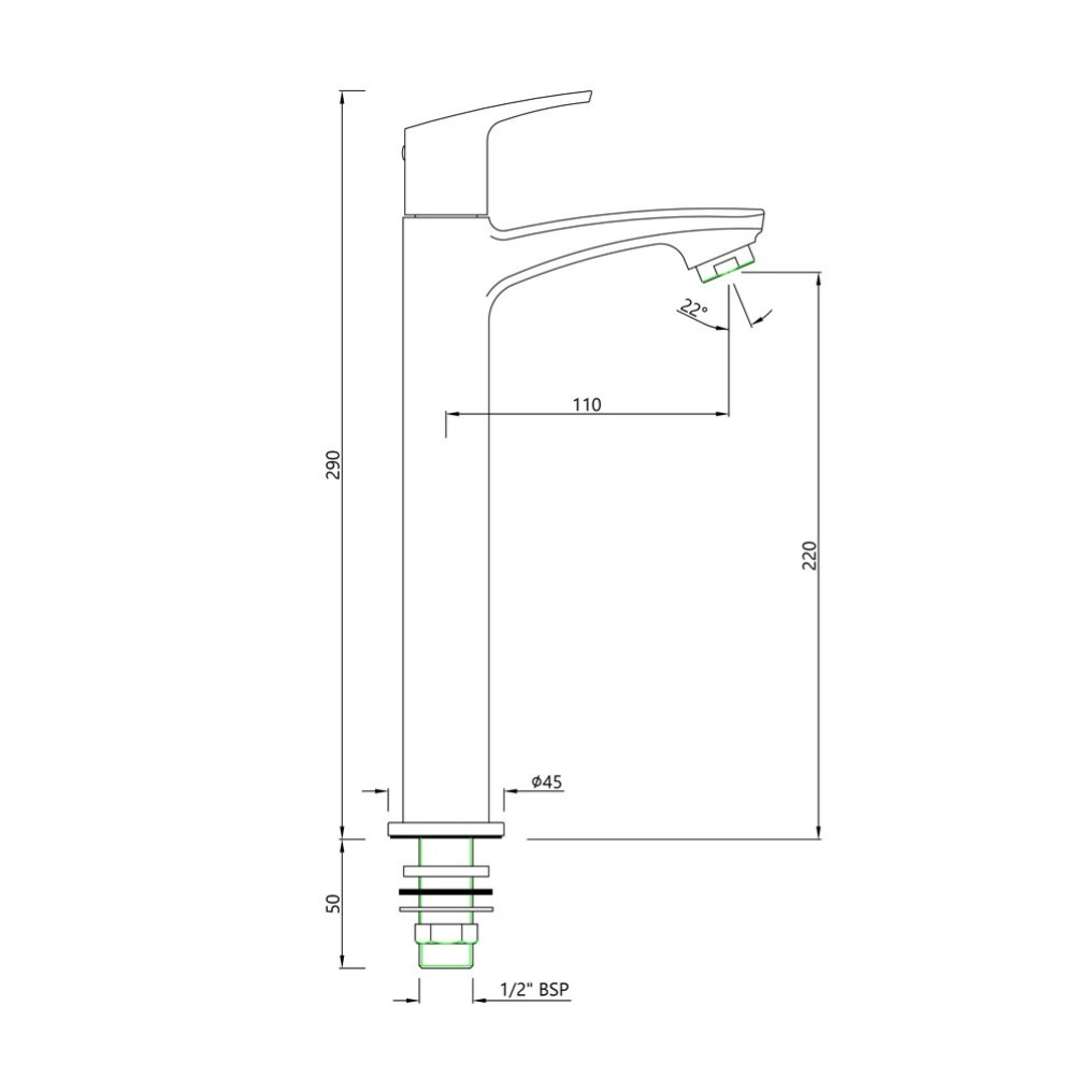 Essco (by Jaquar) Stella Series Extended Pillar Cock - Luxur Studio Kitchen & Bathroom Fittings