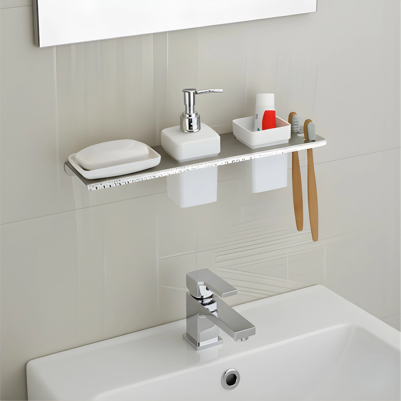 Cold series Soap Dish,Dispenser and Brush Holder (Combo ) – Luxur Studio Kitchen & Bathroom Fittings