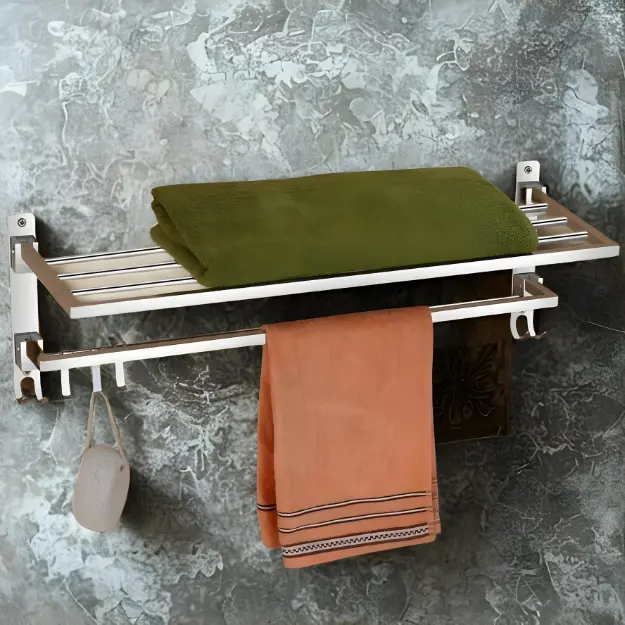 SS Dual Folding Rack 24" (Square) - Luxur Studio Kitchen & Bathroom Fittings