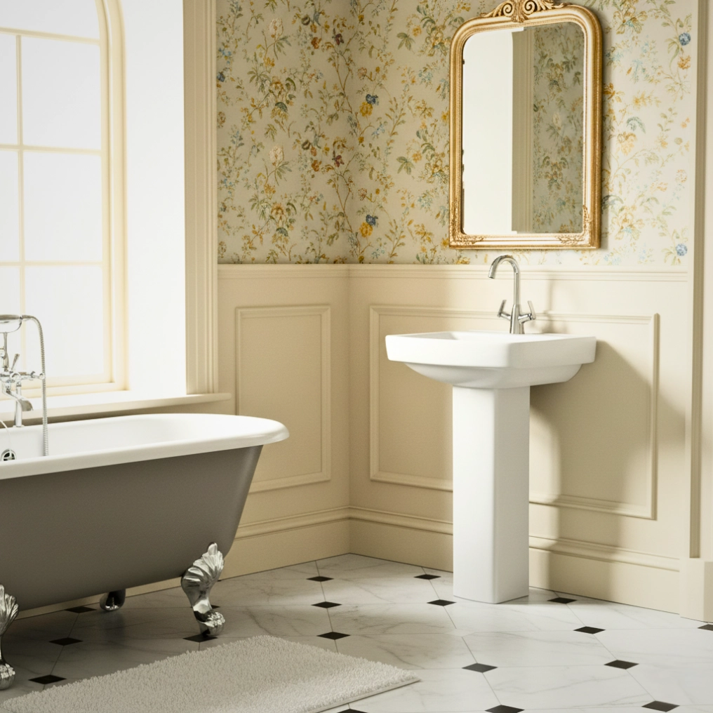 Flora White - Super Glazed Pedestal Basin by Luxur Studio