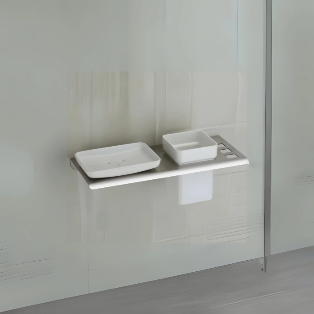 SS Dual Folding Towel Rack 18" with inbuilt Hangers - Luxur Studio kitchen and Bathroom Fittings