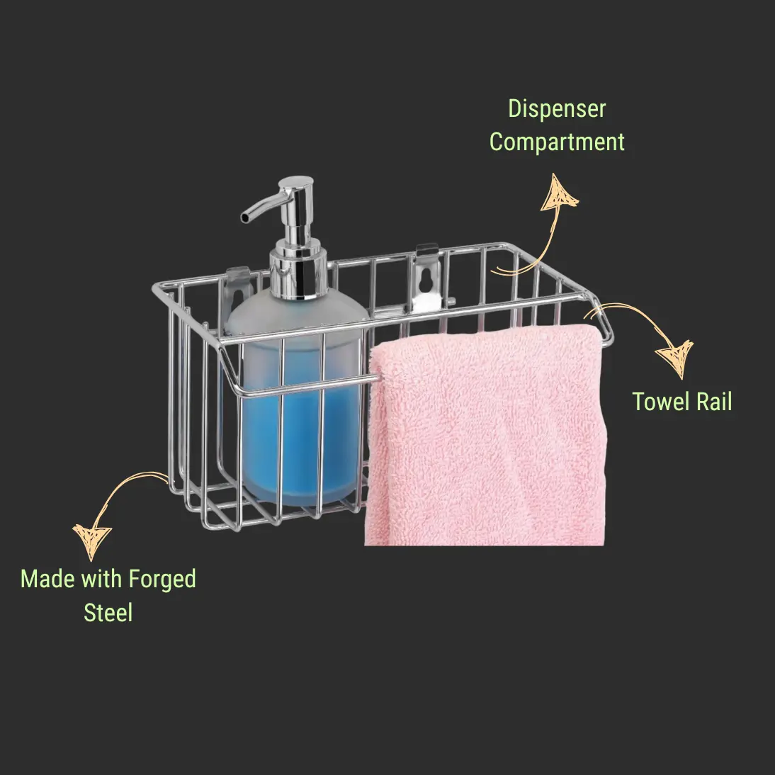 Stainless Steel Sink Organizer with inbuilt Towel Hanger – Luxur Studio Kitchen & Bathroom Fittings