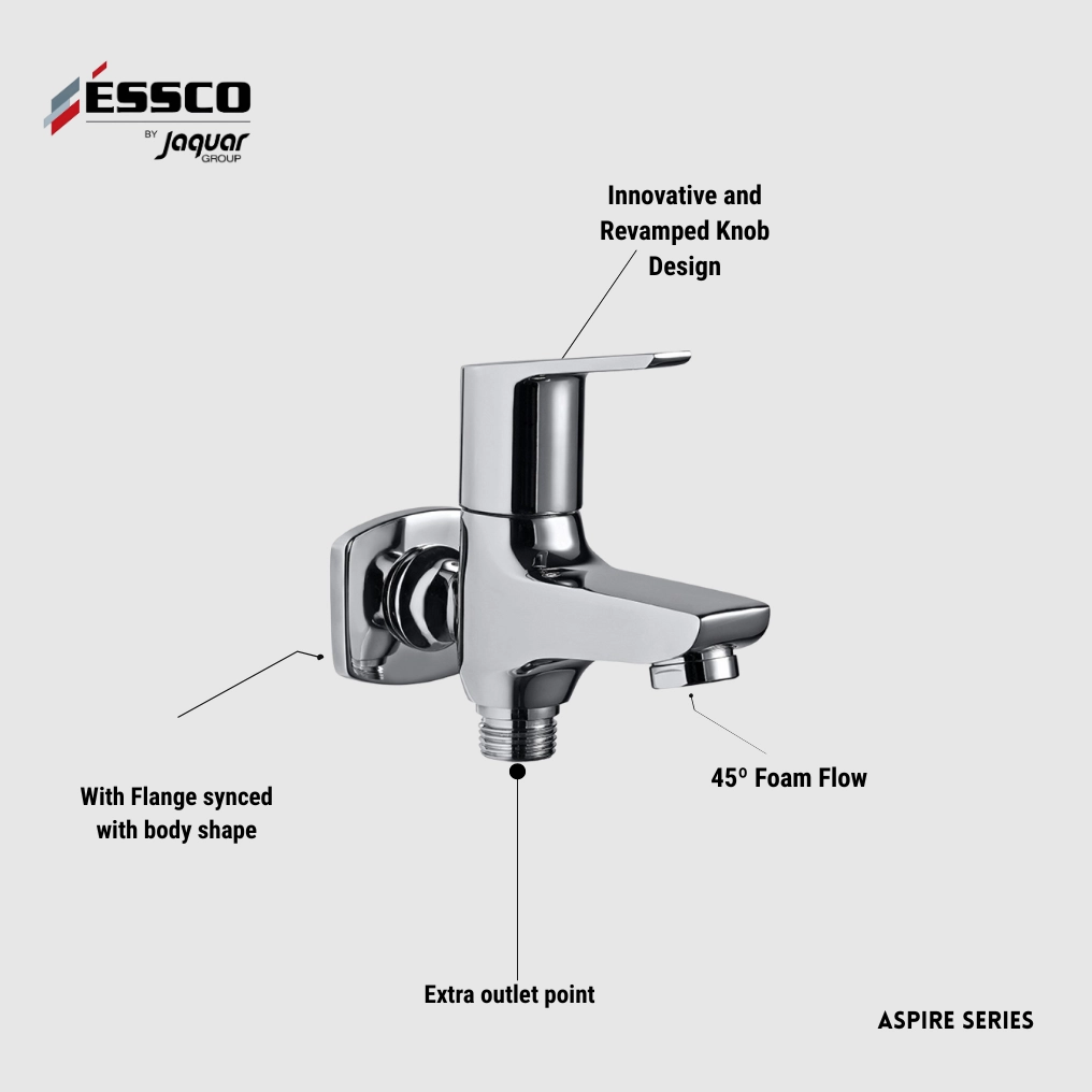 Essco (by Jaquar) Aspire Series 2in1 Wall Tap / Bib Cock - Luxur Studio Kitchen & Bathroom Fittings