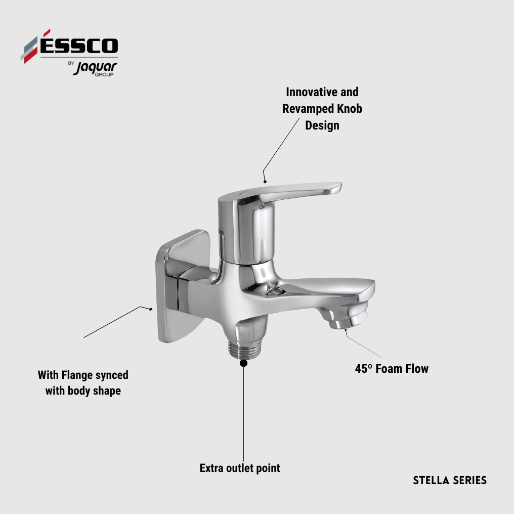 Essco (by Jaquar) Stella Series 2in1 Wall Tap / Bib Cock - Luxur Studio Kitchen & Bathroom Fittings