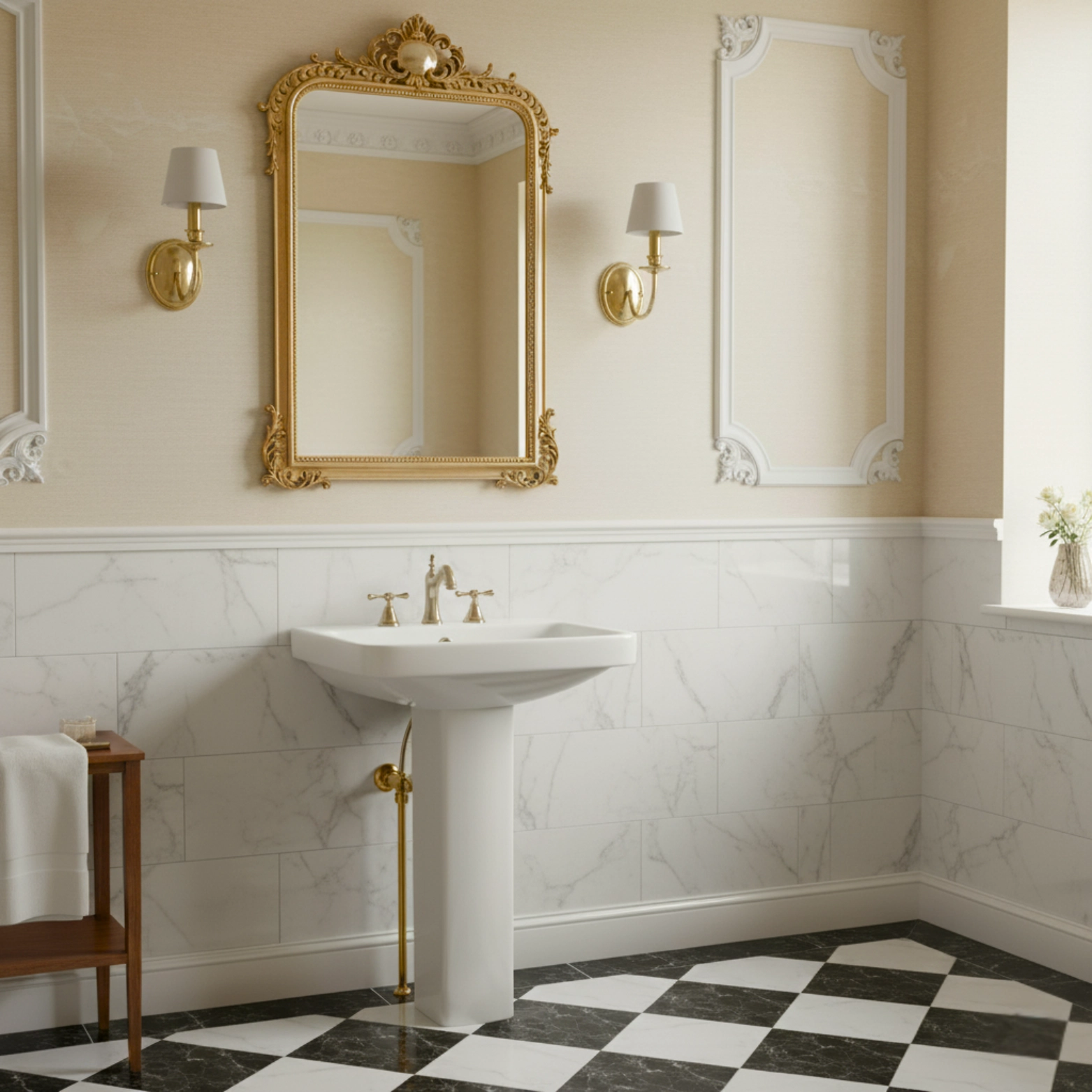 Adel White - Super Glazed Pedestal Basin by Luxur Studio