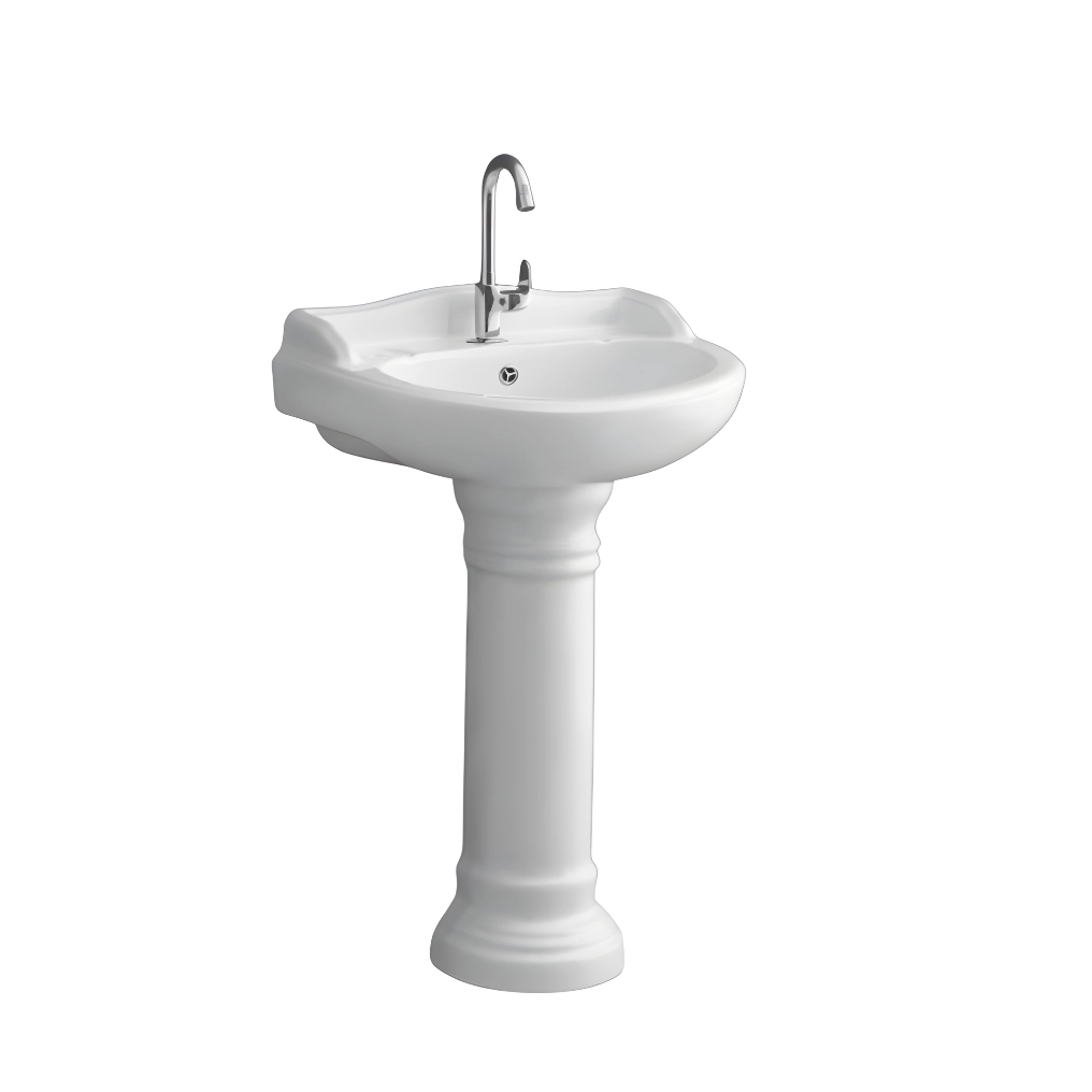 Serena White - Super Glazed Pedestal Basin by Luxur Studio