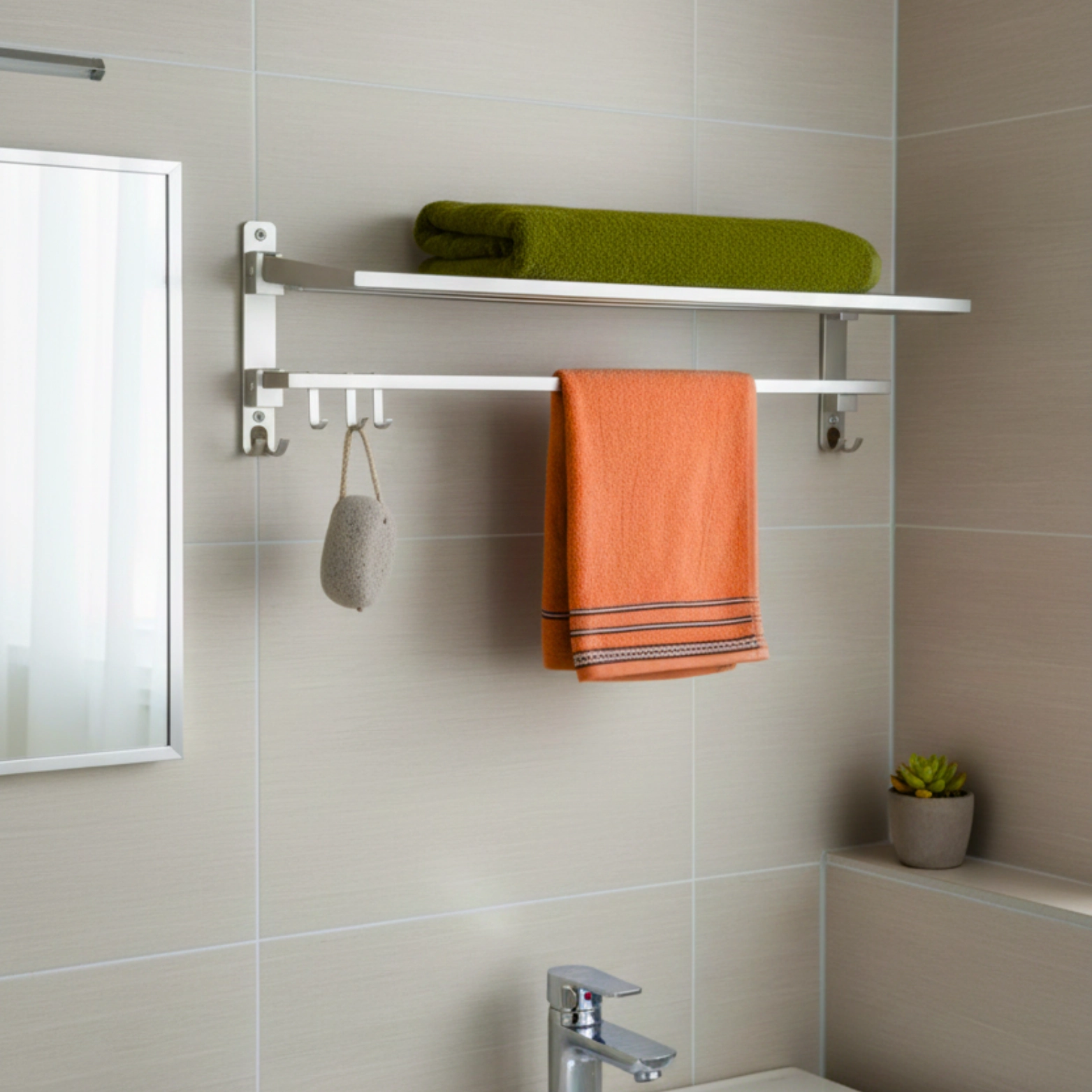 SS Dual Folding Towel Rack 24" - Luxur Studio Kitchen & Bathroom Fittings