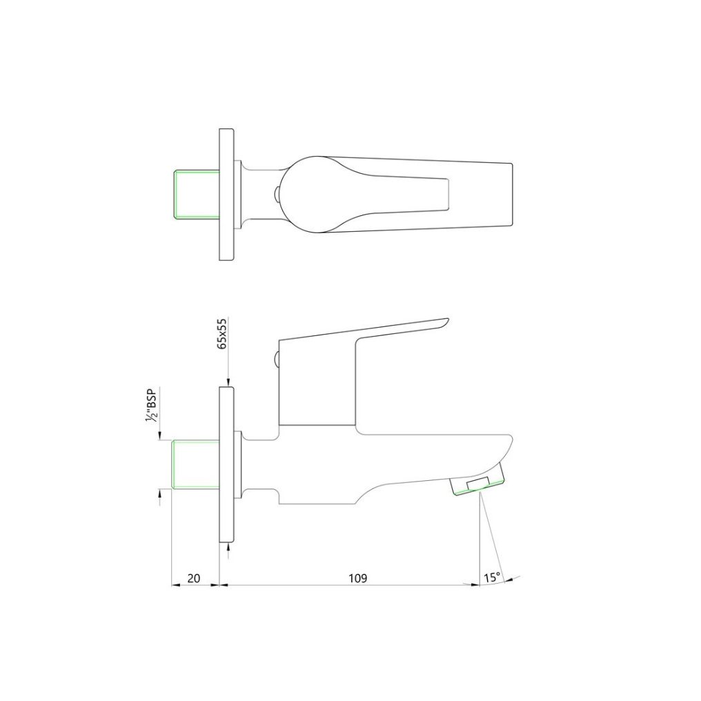 Essco (by Jaquar) Aspire Series Wall Tap / Bib Cock - Luxur Studio Kitchen & Bathroom Fittings