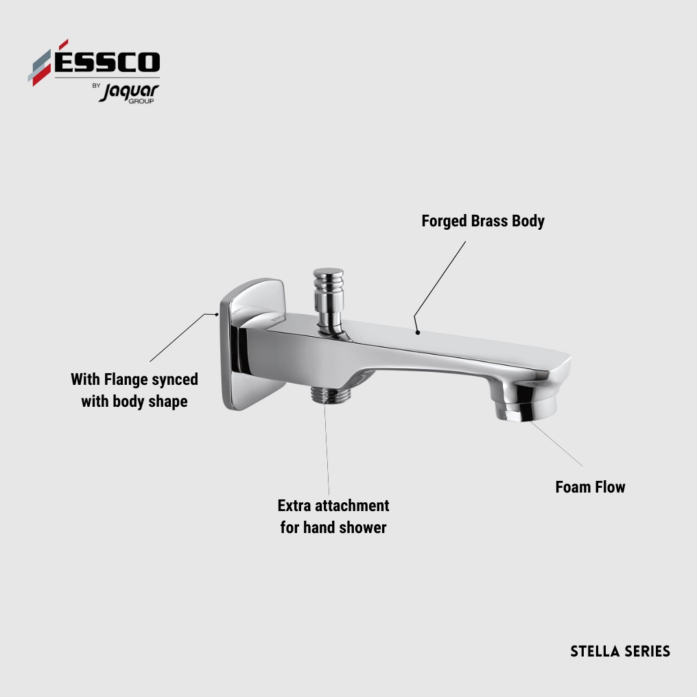 Essco (by Jaquar) 2in1 Bath Tub Spout with extra button for hand shower - Luxur Studio Kitchen & Bathroom Fittings