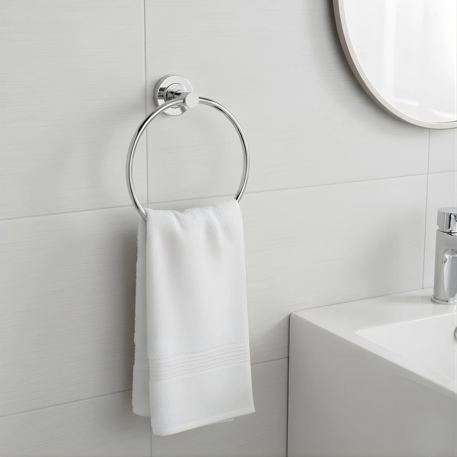 SS Round Towel Ring (Chrome Finish) - Luxur Studio Bathroom & Kitchen Accessories