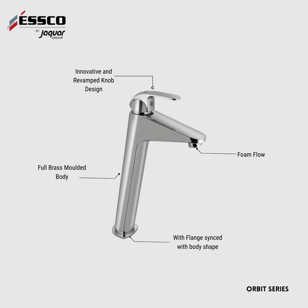 Essco (by Jaquar) Orbit Series Extended Body Basin Mixer(Tall Boy) - Luxur Studio Kitchen & Bathroom Fittings