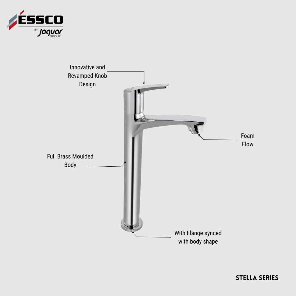 Essco (by Jaquar) Stella Series Extended Pillar Cock - Luxur Studio Kitchen & Bathroom Fittings