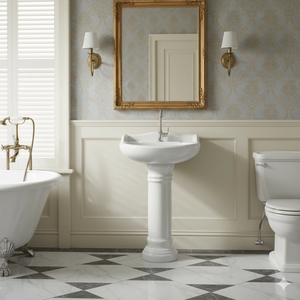 Serena White - Super Glazed Pedestal Basin by Luxur Studio