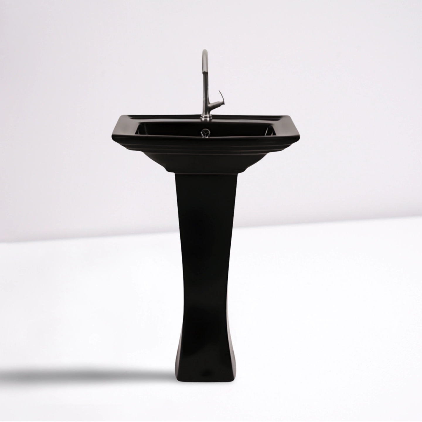 Sofia Black - Super Glazed Black Pedestal Basin by Luxur Studio