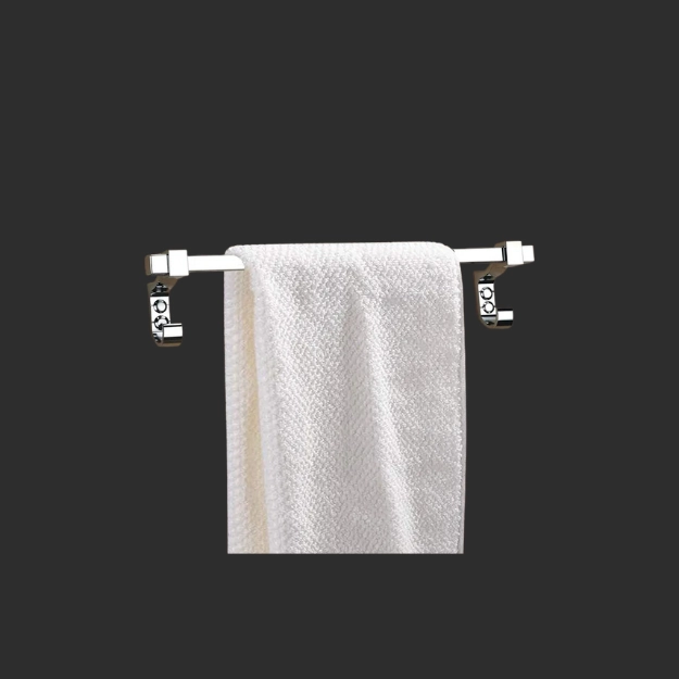 SS Towel Rod 24"(with dual side hook) - Luxur Studio Kitchen & Bathroom Fittings