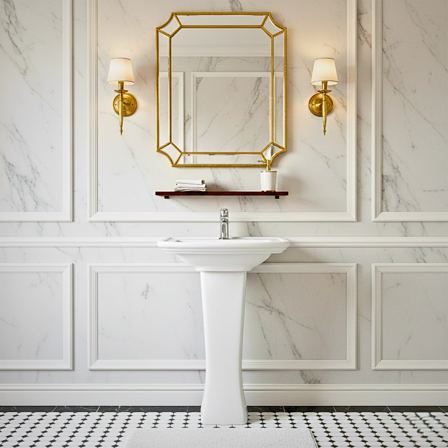Sofia White - Super Glazed Black Pedestal Basin by Luxur Studio